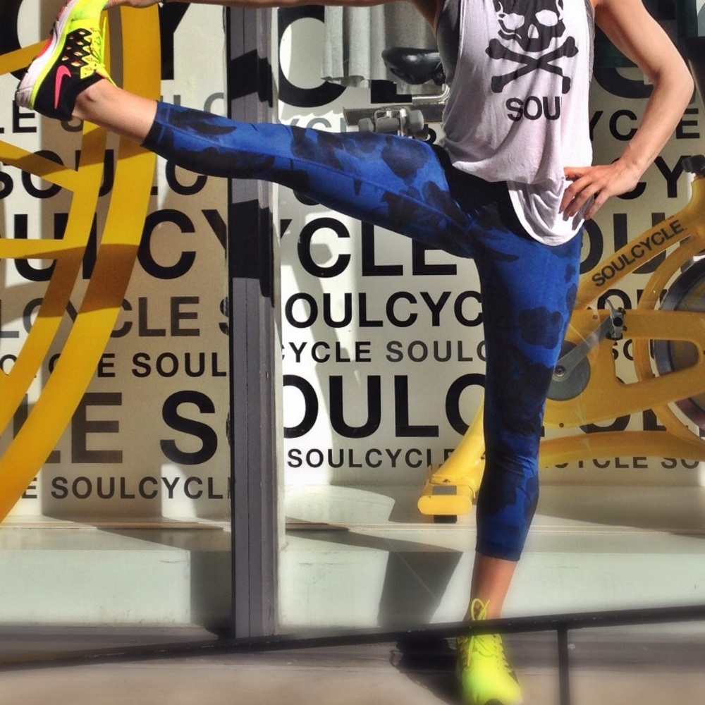 Lululemon Wunder Under Crop Legging Black & Blue 4